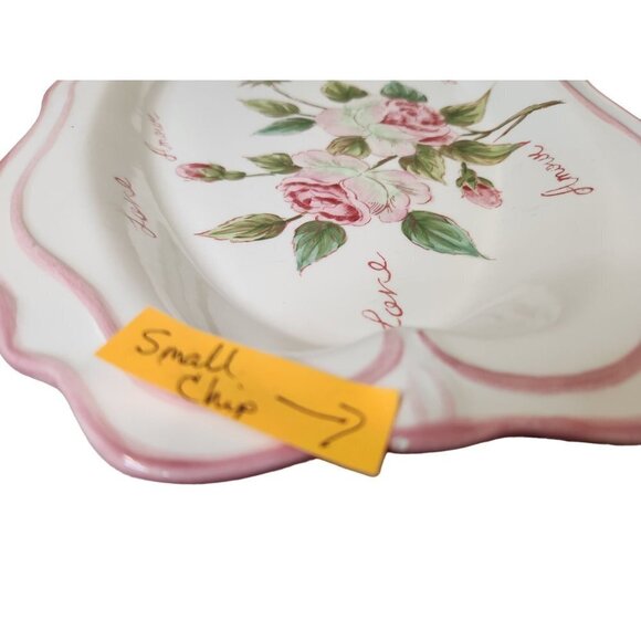 Seymour Mann Hand Painted Love Floral Rose Pink Edge Serving Tray Appx 17.5 x 8. - Picture 11 of 14